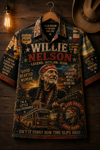 Willie Nelson Hawaiian Shirt - Vintage Country Music Fan Gift