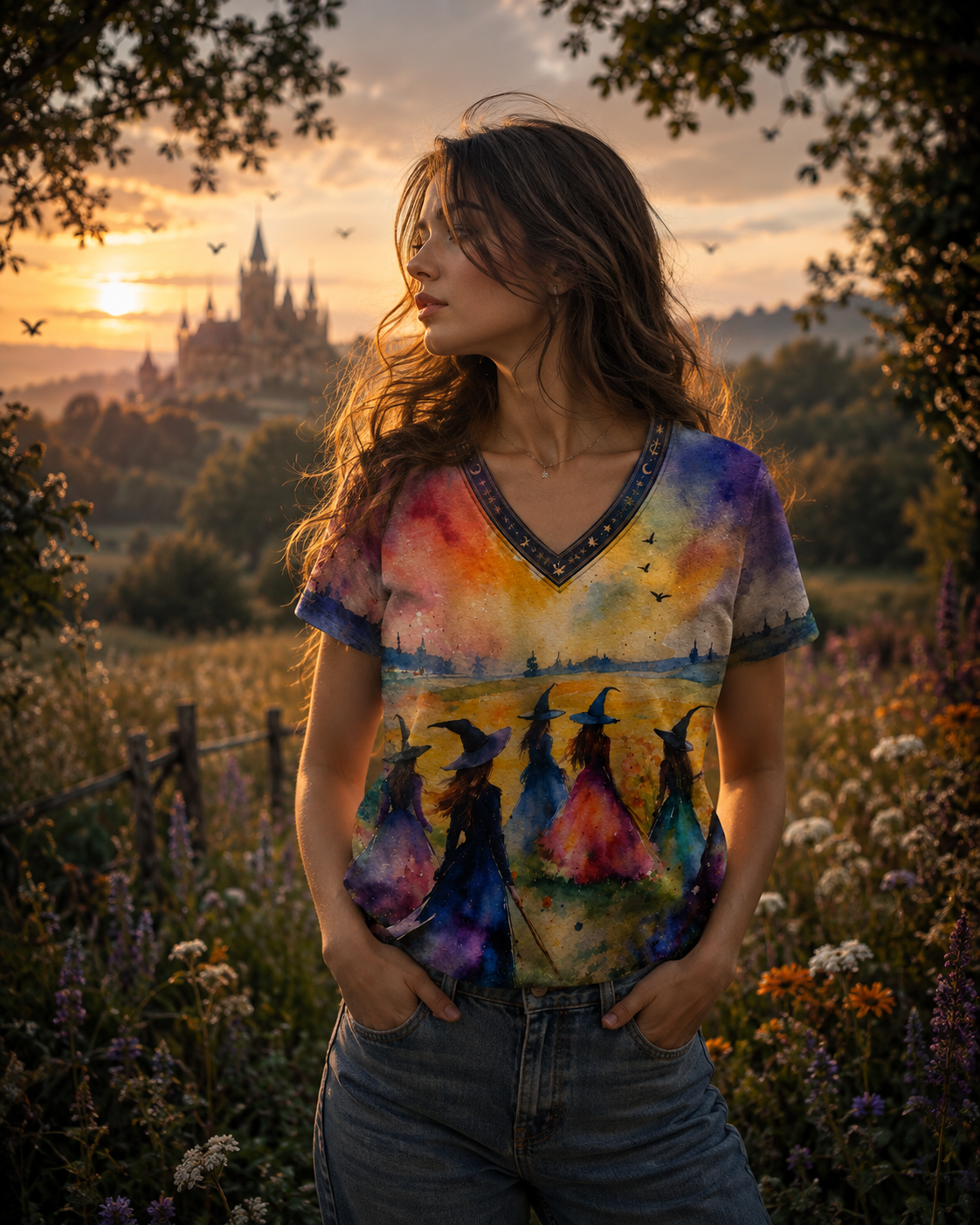 Colorful Witch Coven All Over Print - Witchy Halloween Shirt