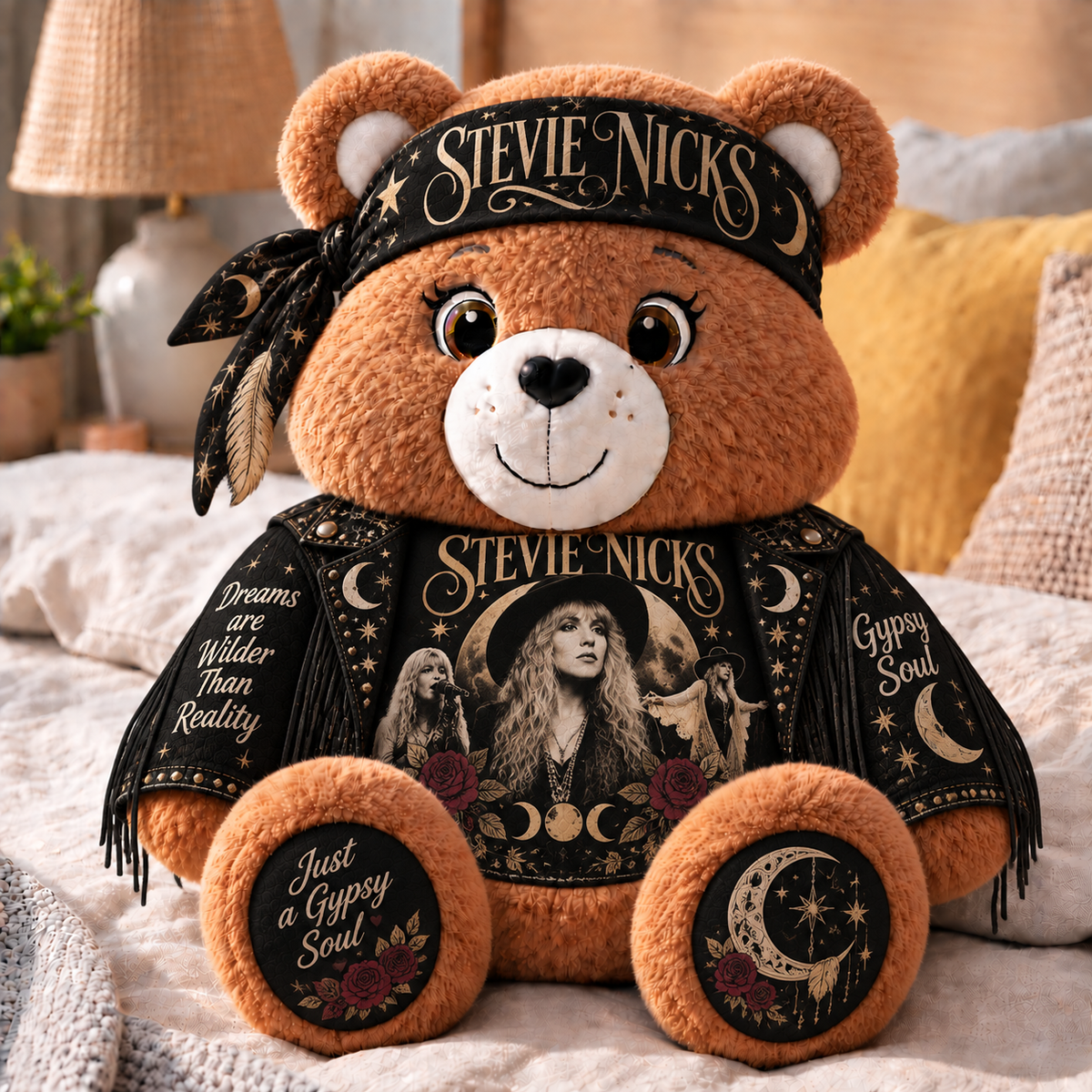 Stevie Nicks Custom Shaped Bear Pillow – Gypsy Soul & Classic Rock Inspired Gift for Stevie Nicks Fans
