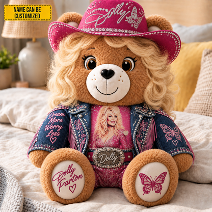 Dolly Parton Custom Shaped Bear Pillow – Country Music Inspired Gift for Dolly Parton Fans