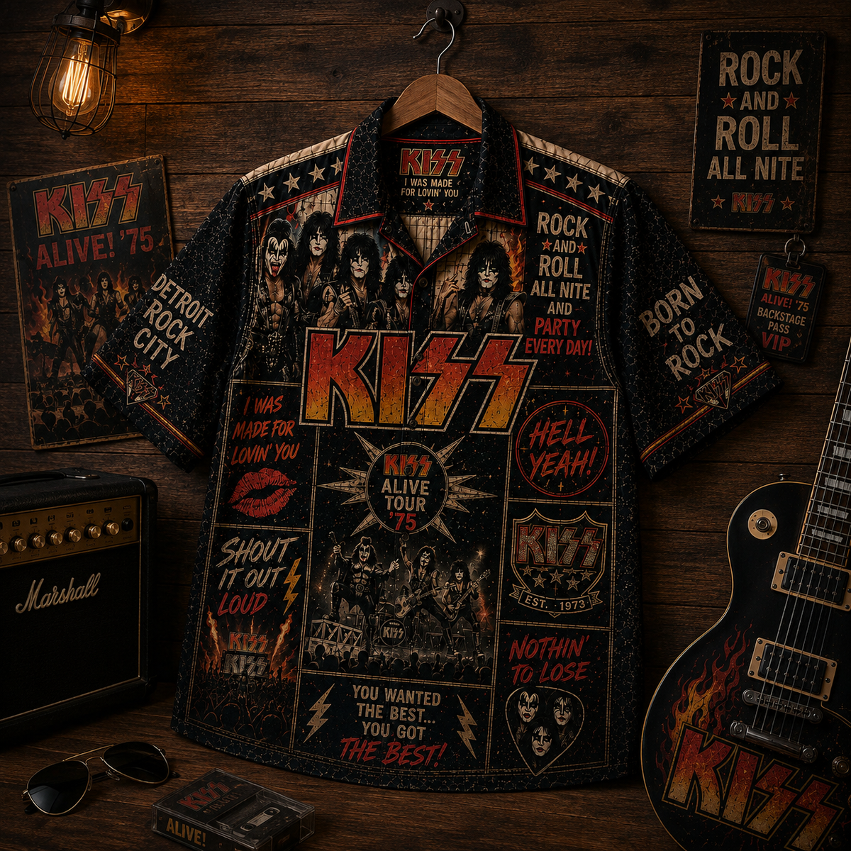 KISS Hawaiian Shirt - Vintage Music Fan Gift