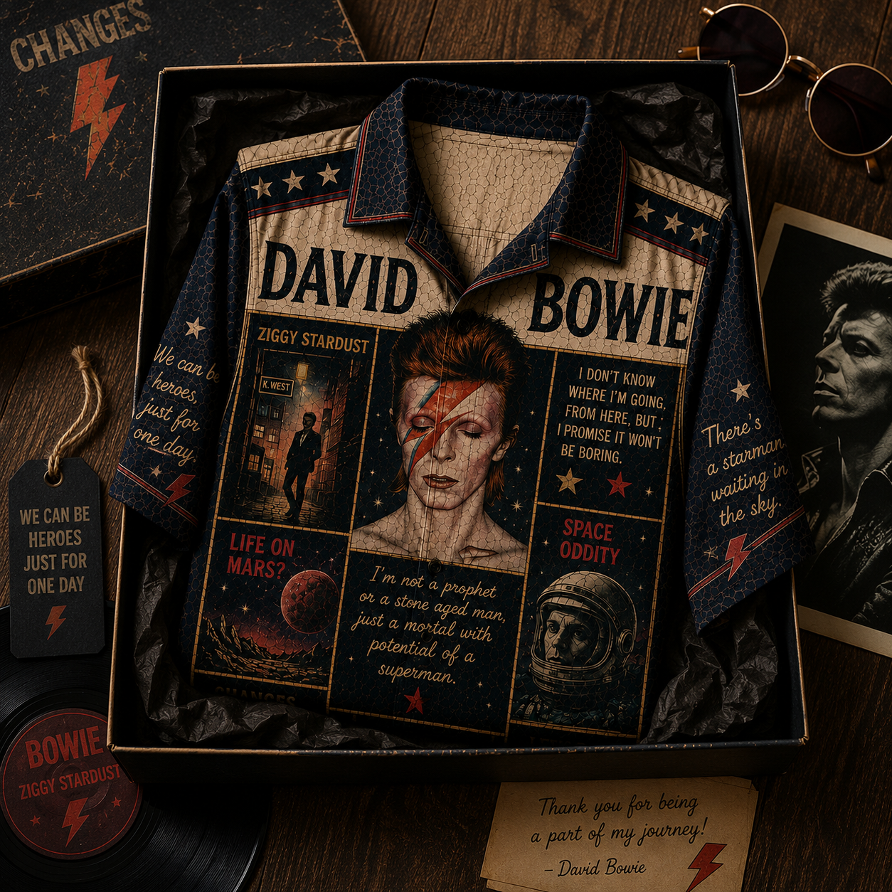 David Bowie Hawaiian Shirt - Vintage Music Fan Gift