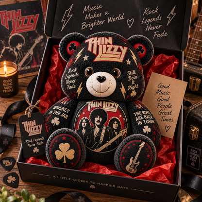 Thin Lizzy Custom Shaped Bear Pillow – Classic Rock Music Inspired Gift for Thin Lizzy Fans