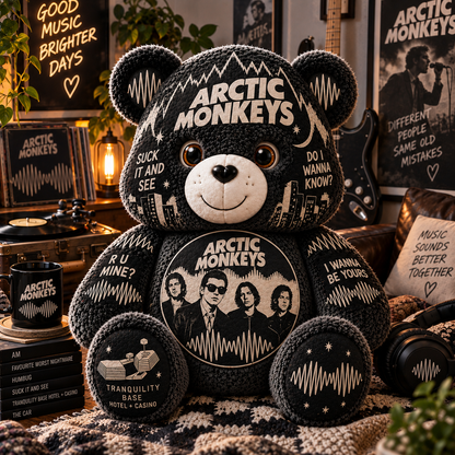 Arctic Monkeys Custom Shaped Bear Pillow – Indie Rock Music Inspired Gift for Arctic Monkeys Fans