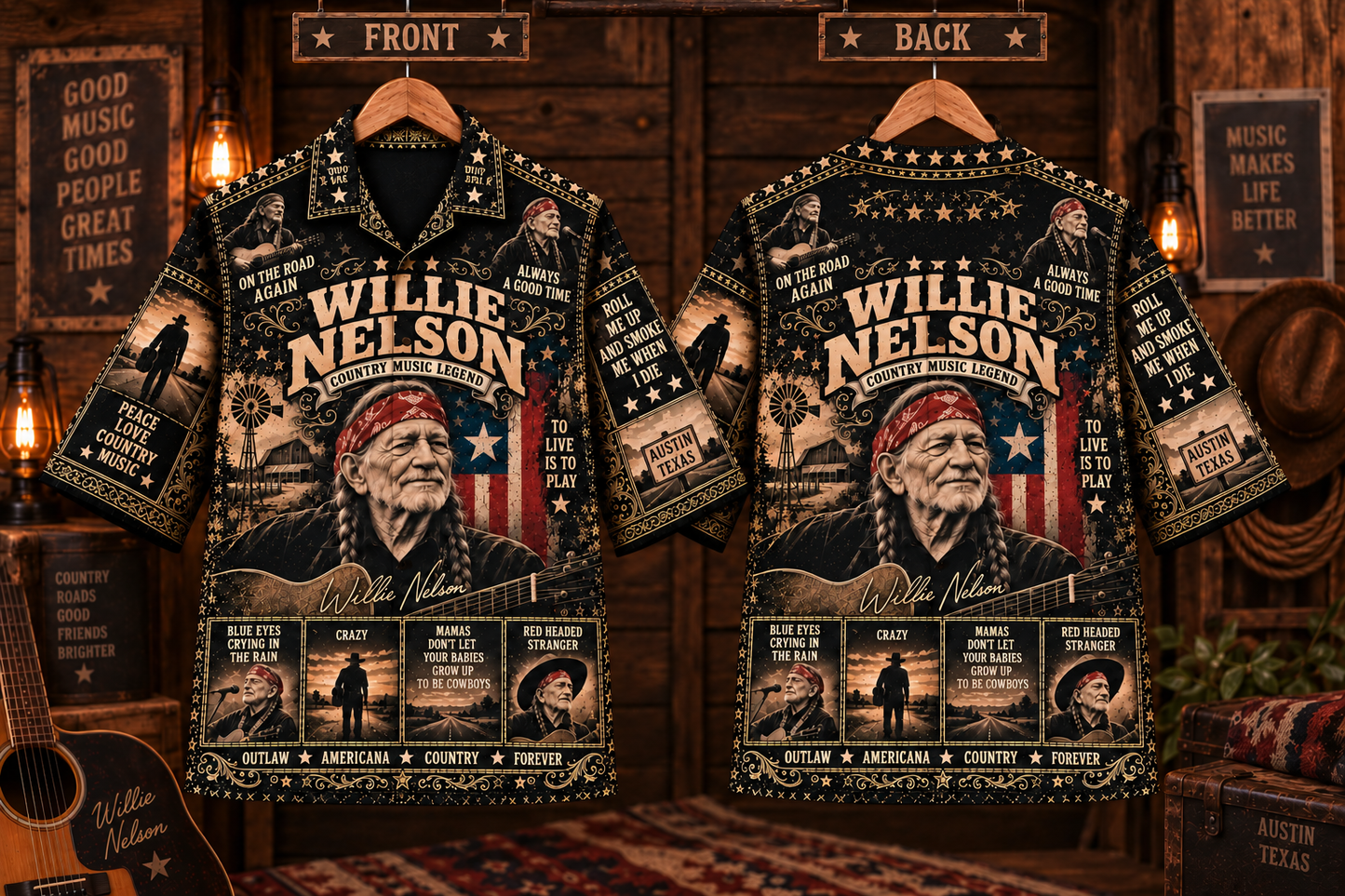 Willie Nelson Hawaiian Shirt - Vintage Country Music Fan Gift 2