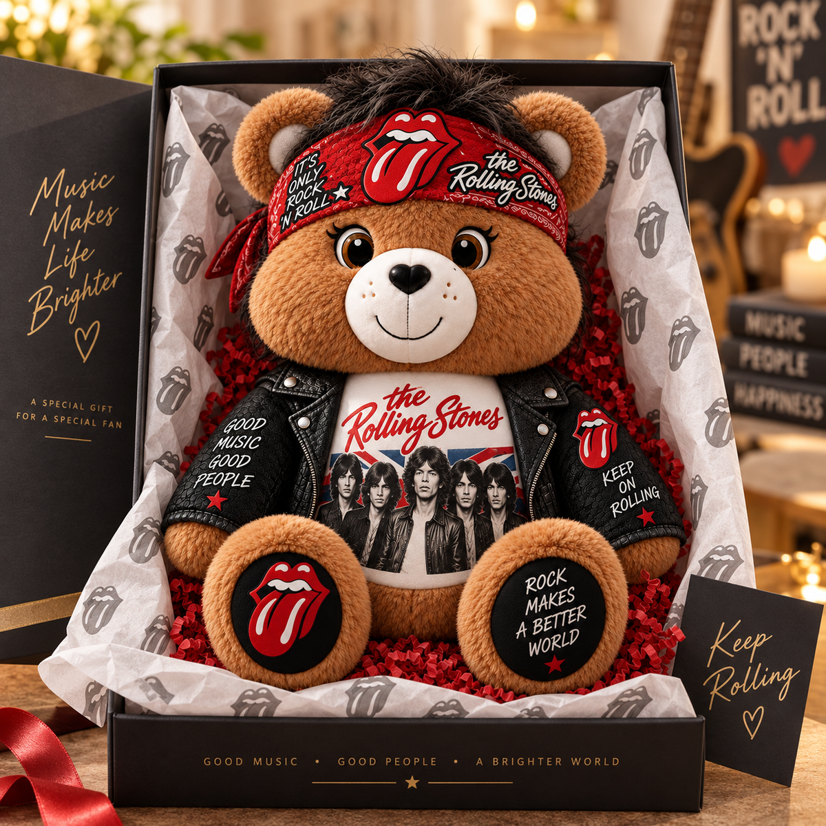 The Rolling Stones Custom Shaped Bear Pillow – Classic Rock Inspired Gift for Rolling Stones Fans