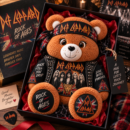 Def Leppard Custom Shaped Bear Pillow – Classic Hard Rock Inspired Gift for Def Leppard Fans