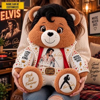 Elvis Presley Custom Shaped Bear Pillow – King of Rock ’n’ Roll Music Inspired Gift for Fans
