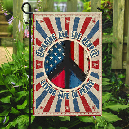 Woodstock Flag, Hippie Flag. Imagine All The People Living Life In Peace Flag