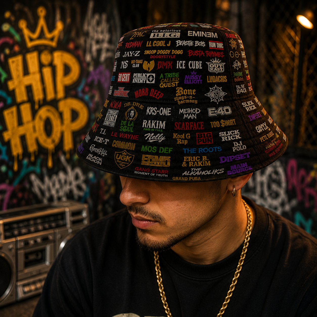 Classic Golden 80’s & 90’s Hip Hop All Over  Bucket Hat