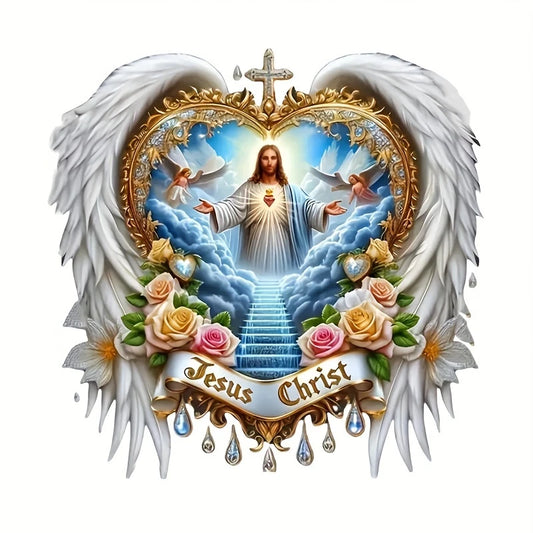 Jesus Christ Heart Wings Vinyl Decal Sticker