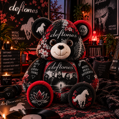 Deftones Bear Custom Shaped Pillow – White Pony Alternative Metal Music Fan Gift