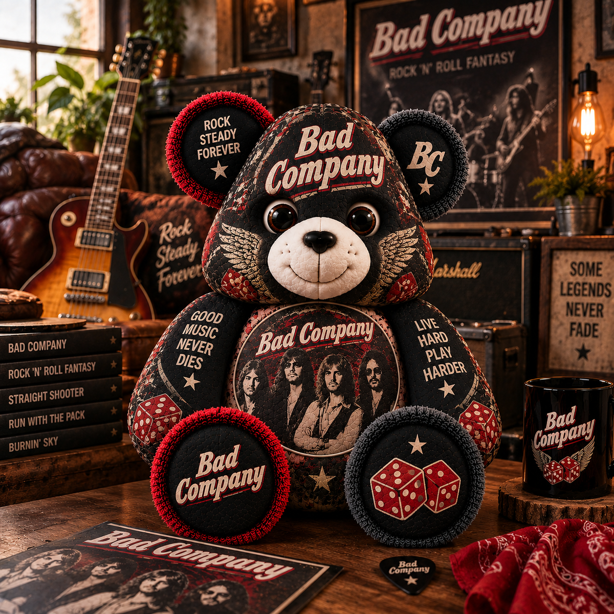 Bad Company Custom Shaped Bear Pillow – Classic Rock Music Inspired Gift for Fans