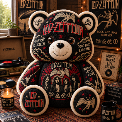 Led Zeppelin Bear Custom Shaped Pillow – Gift for Classic Music Lover 2