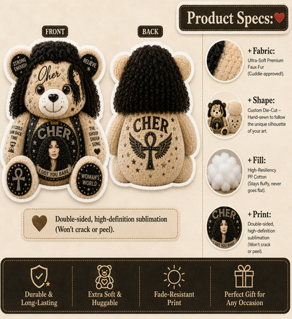 Cher Bear Custom Shaped Pillow – Classic Music Legend Gift