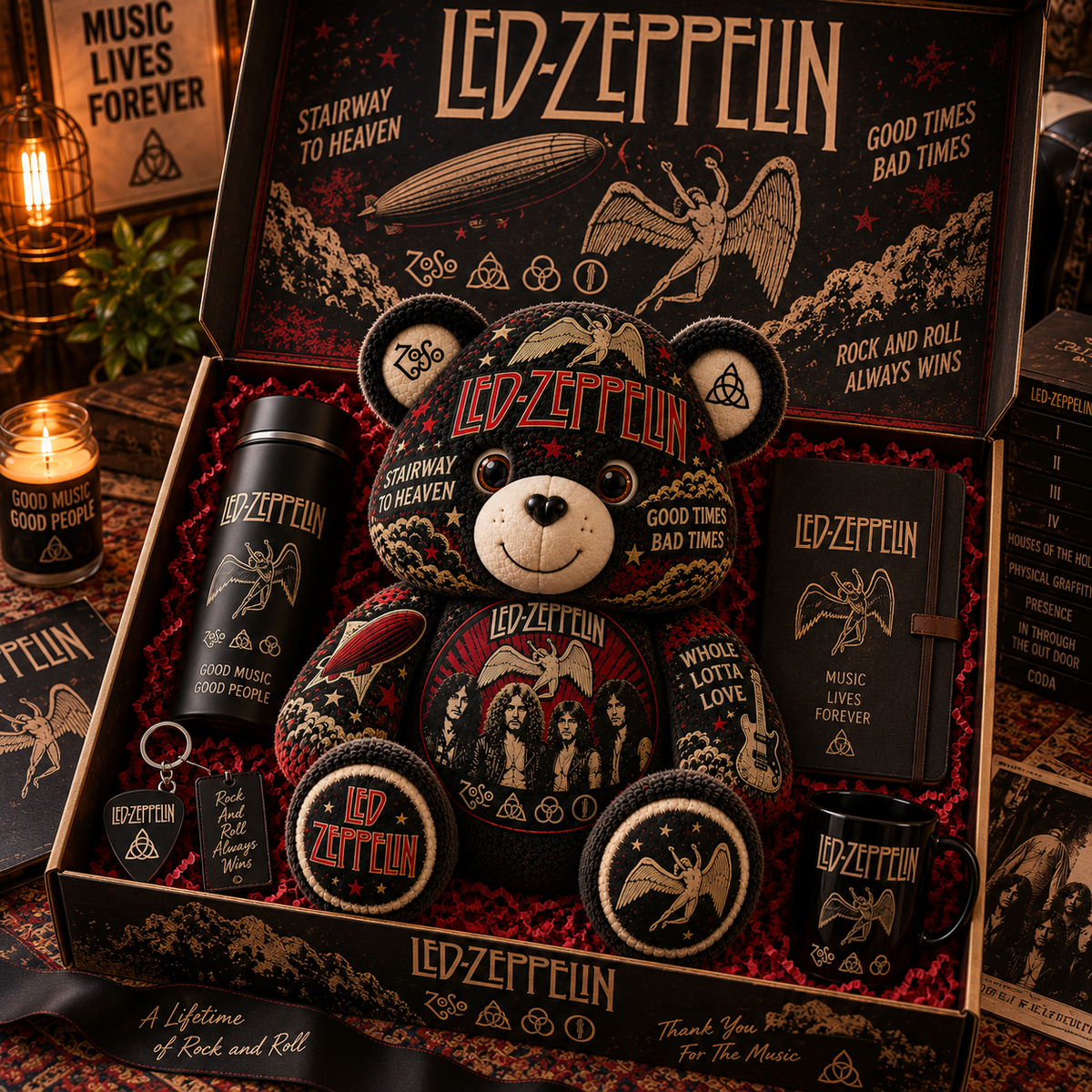 Led Zeppelin Bear Custom Shaped Pillow – Gift for Classic Music Lover 2