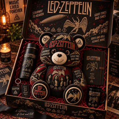 Led Zeppelin Bear Custom Shaped Pillow – Gift for Classic Music Lover 2