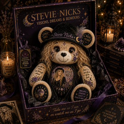 Stevie Nicks Bear Custom Shaped Pillow – Gift for Classic Music Lovers