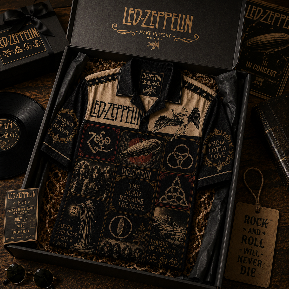 Led Zeppelin Hawaiian Shirt - Vintage Music Fan Gift