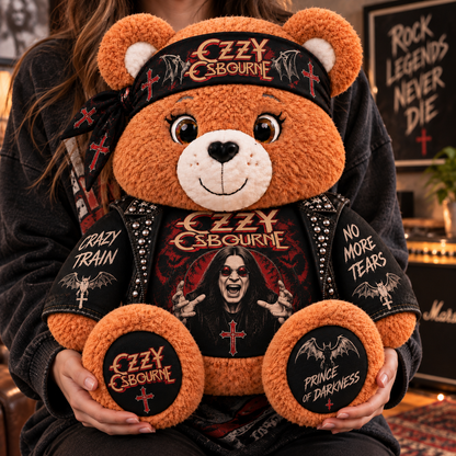 Ozzy Osbourne Custom Shaped Bear Pillow – Crazy Train Prince of Darkness Rock Music Inspired Gift for Ozzy Fans