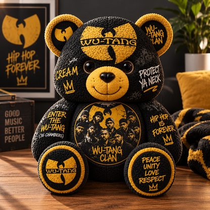 Wu-Tang Clan Custom Shaped Bear Pillow – 36 Chambers Hip Hop Inspired Gift for Wu-Tang Fans