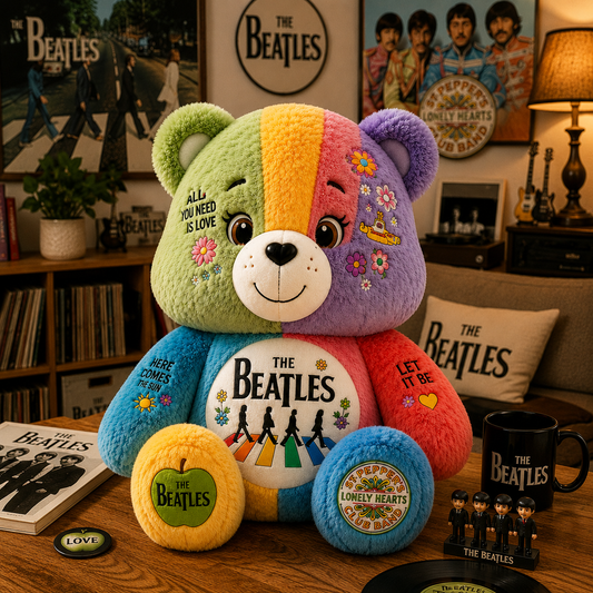The Beatles Bear Custom Shaped Pillow – Gift for Beatles Fans & Music Lovers