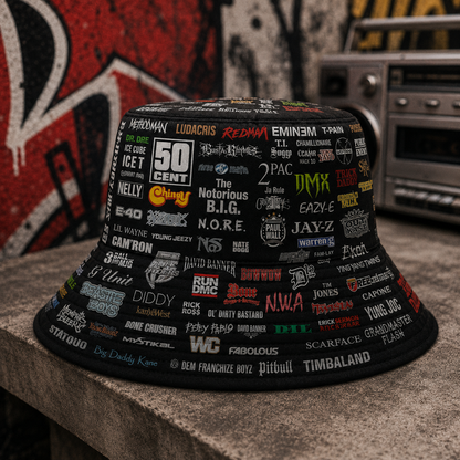 Classic Golden 80’s & 90’s Hip Hop All Over  Bucket Hat Version 3