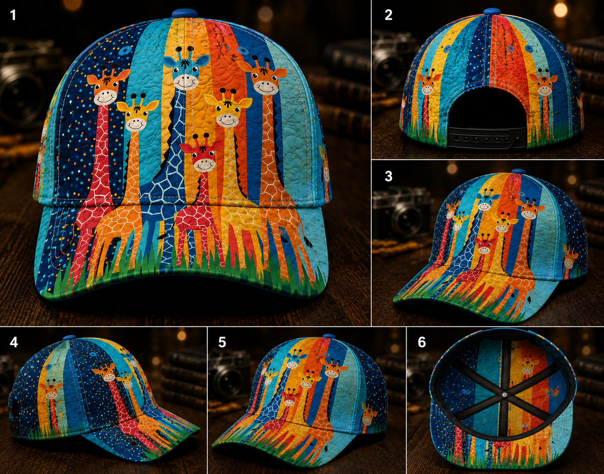 Colorful Giraffe Family Classic Cap – Cute Safari Animal Gift for Giraffe Lovers