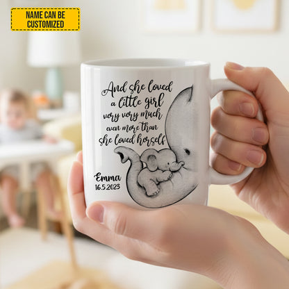 And She Loved - Personalized Elephant Mom & Baby White Mug