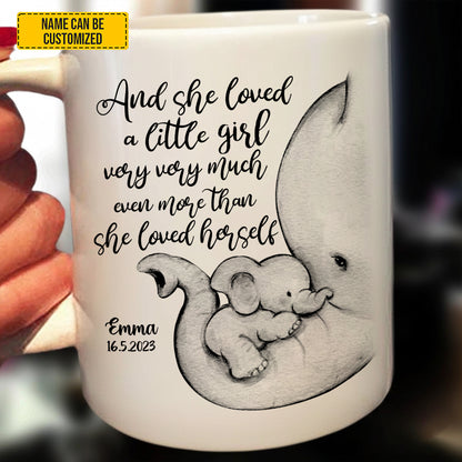 And She Loved - Personalized Elephant Mom & Baby White Mug