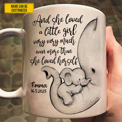 And She Loved - Personalized Elephant Mom & Baby White Mug