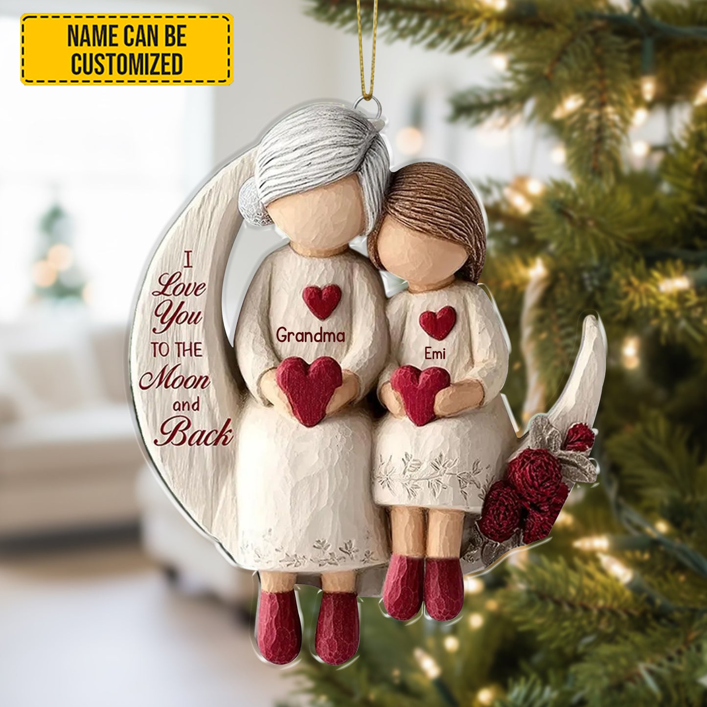 Grandma & Grandchild Moon Love Acrylic Ornament