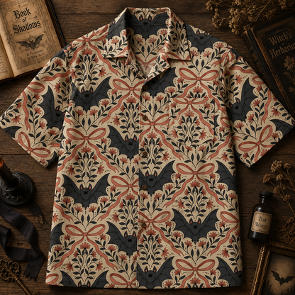 Vintage Floral Bat Gothic Hawaiian Shirt