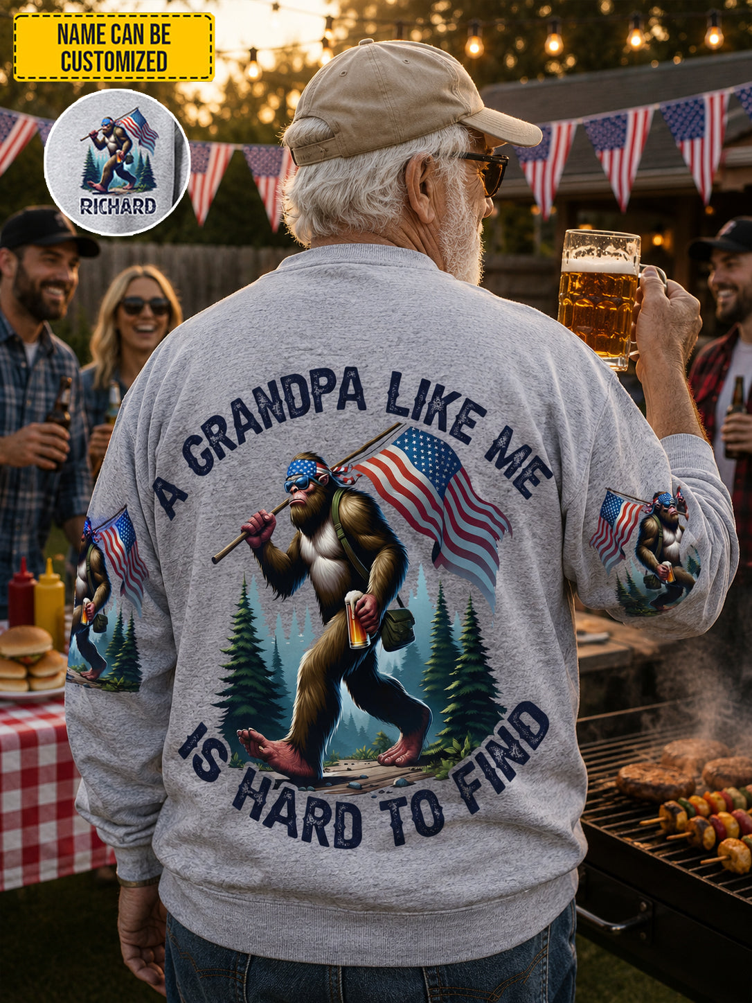 A Grandpa Like Me Is Hard To Find – Personalized Bigfoot American All Over Print Shirt