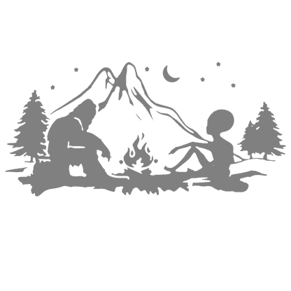 Alien & Bigfoot Campfire Sticker