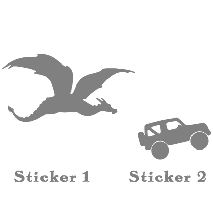 Set of 2 - Dragon vs Car Sticker