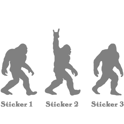 Set 3 Bigfoot Sticker, Sasquatch Stroll: Rock On Edition Vinyl Sticker