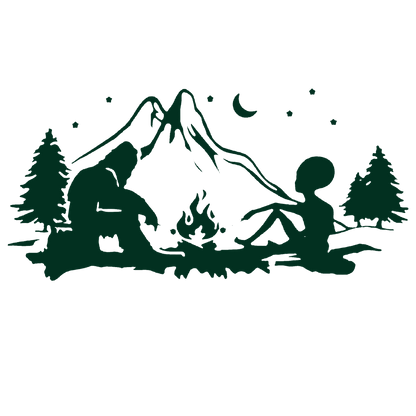 Alien & Bigfoot Campfire Sticker