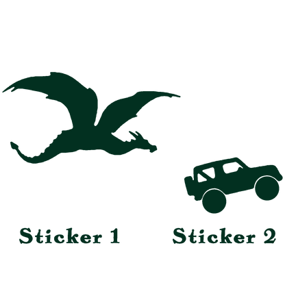 Set of 2 - Dragon vs Car Sticker