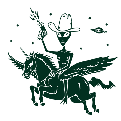 UFO Cowboy Alien on Unicorn Sticker