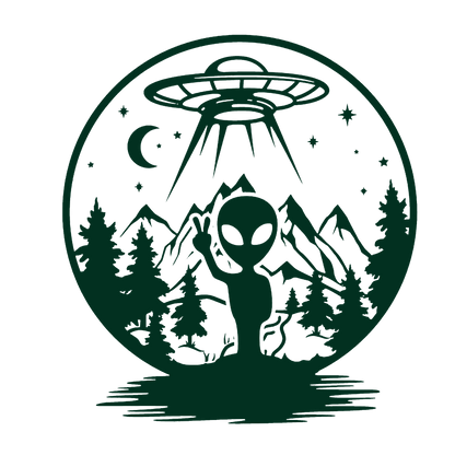 Alien Peace in the Forest – UFO Sticker