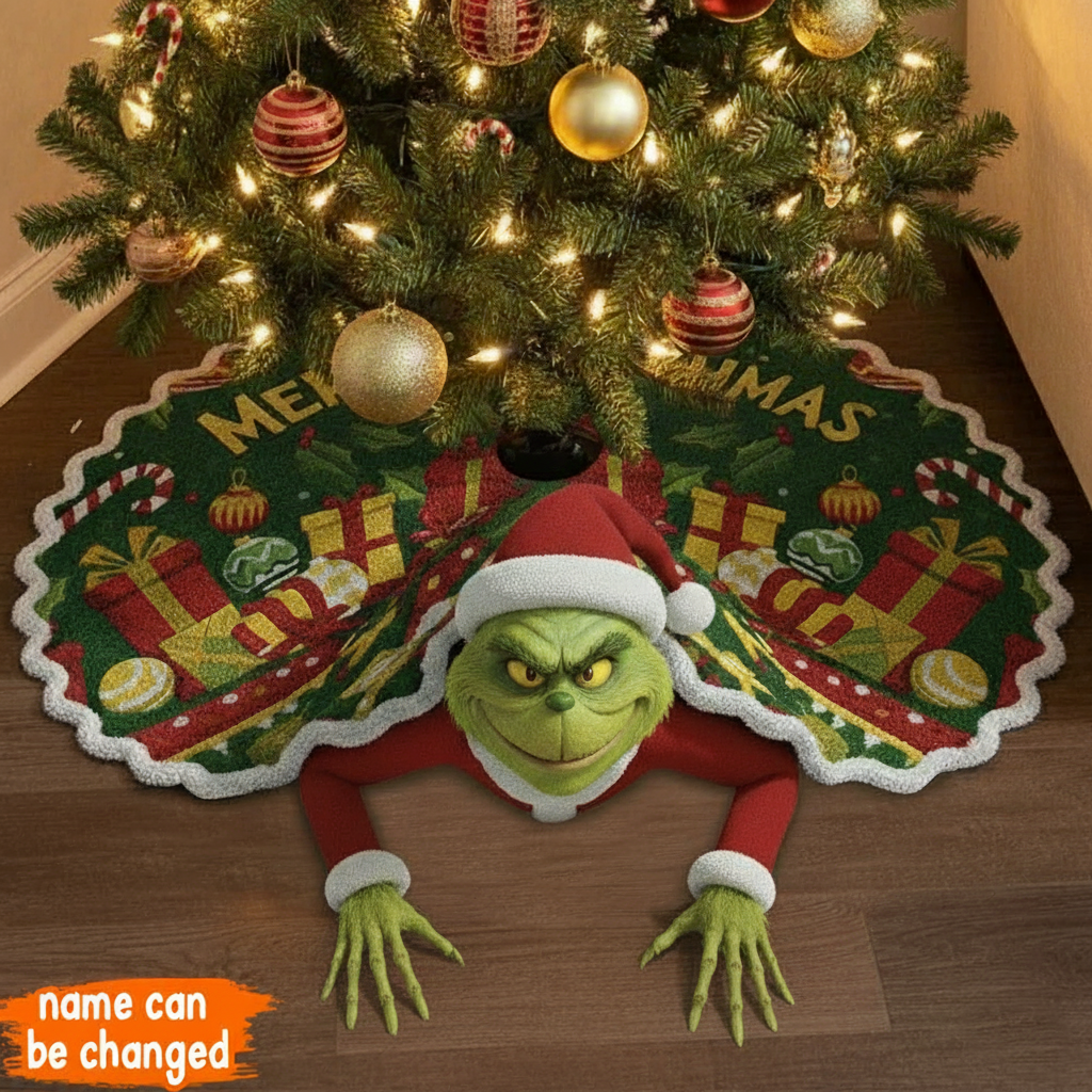 Naughty Green Crew – Personalized Funny Family Christmas Tree Skirt