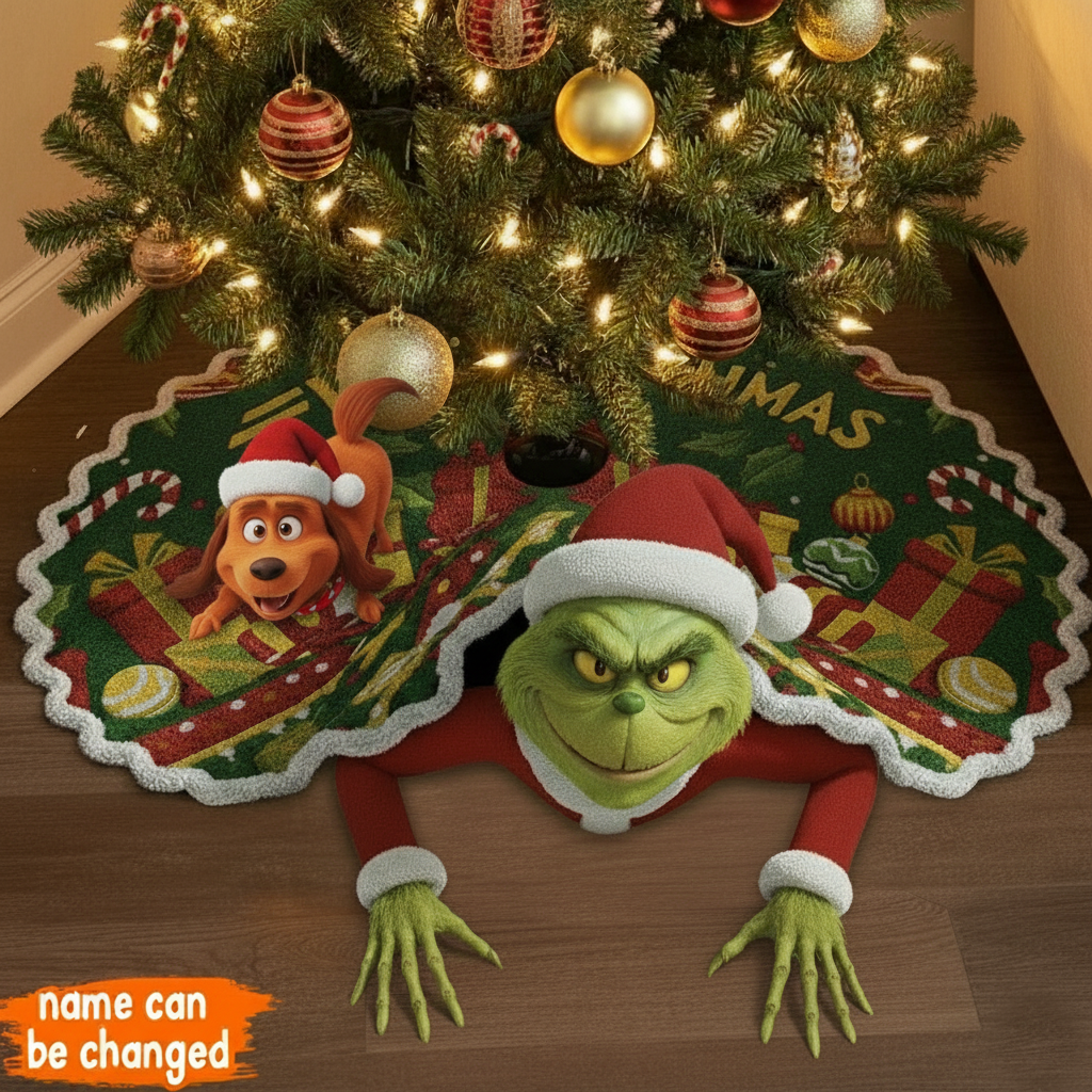 Naughty Green Crew – Personalized Funny Family Christmas Tree Skirt