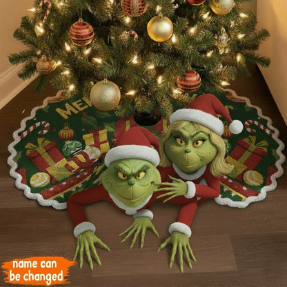 Naughty Green Crew – Personalized Funny Family Christmas Tree Skirt