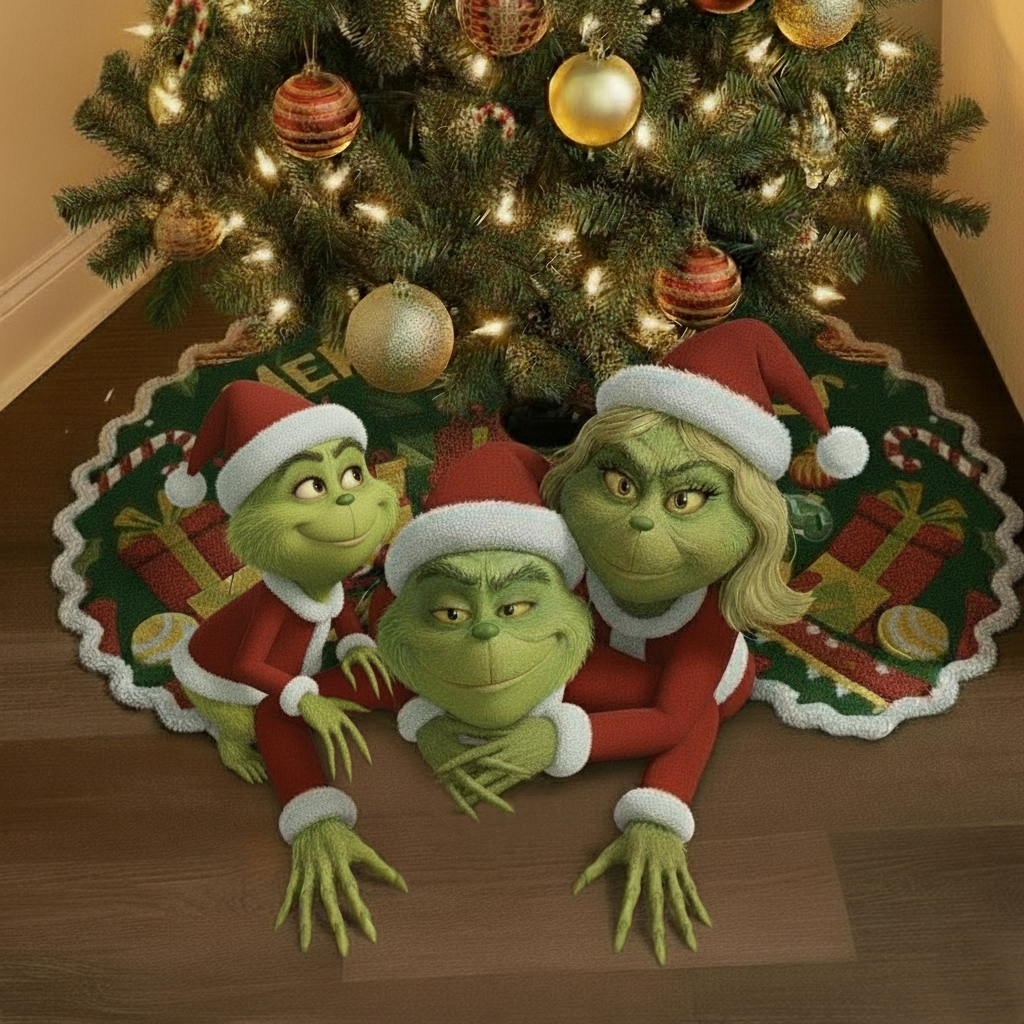 Naughty Green Crew – Personalized Funny Family Christmas Tree Skirt