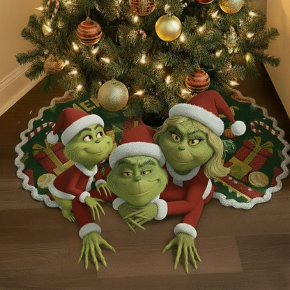 Naughty Green Crew – Personalized Funny Family Christmas Tree Skirt