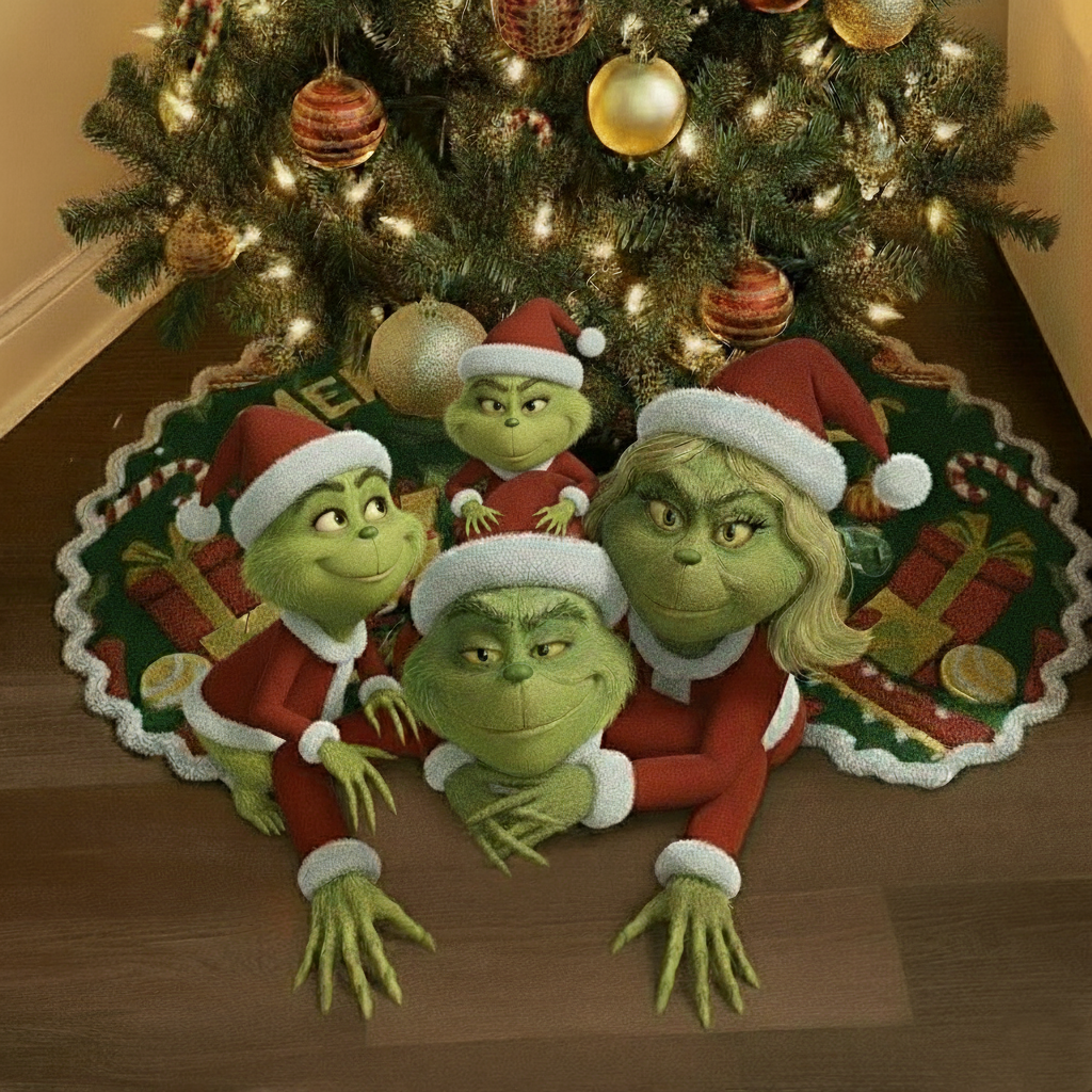 Naughty Green Crew – Personalized Funny Family Christmas Tree Skirt