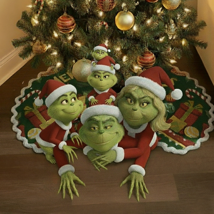 Naughty Green Crew – Personalized Funny Family Christmas Tree Skirt