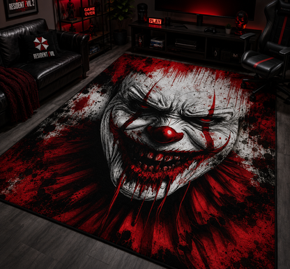 Bloody Evil Clown Halloween Area Rug