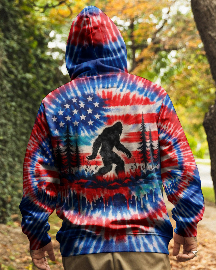 BIGFOOT FLAG RED WHITE & BLUE SWIRL ALL OVER PRINT SHIRT